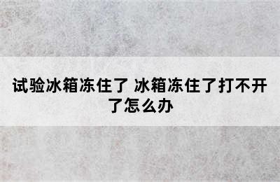 试验冰箱冻住了 冰箱冻住了打不开了怎么办